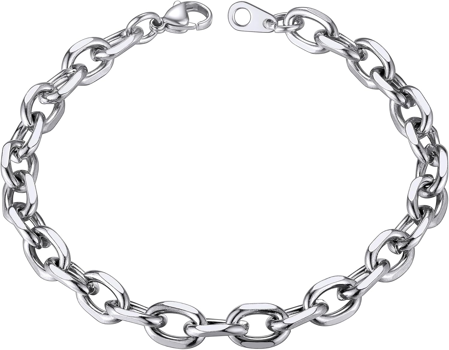 ChainsHouse Stainless Steel Cable Chain Link Bracelet for Men Women, 7mm/9mm/12mm Width, 7.5"/8.3" Length, 18K Gold Plated/Black Rolo Chain Wrist Bracelets for Men Send Gift Box