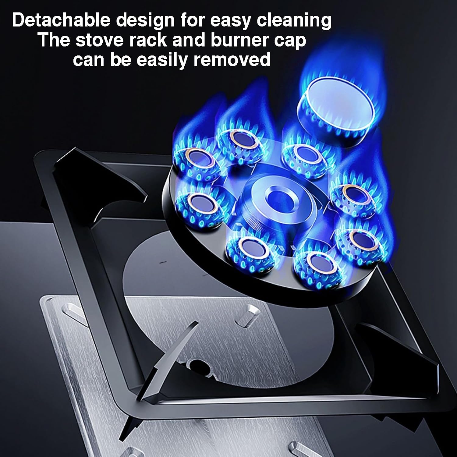 Portable 5.2KW Gas Stove,9-cavity High-Power Countertop,Household Double Burner Cooktop,with Flame Failure Protection,NG/LPG Compatible(LPG)
