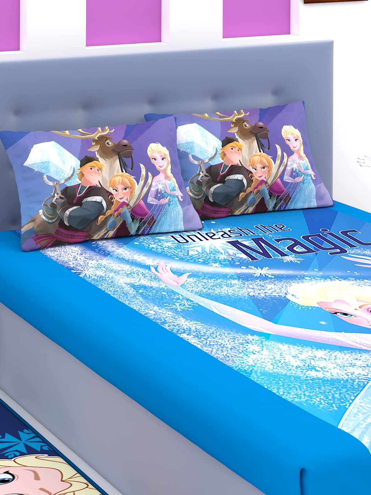 Athom Living Disney Frozen’s King Size Cotton Bedsheet Set – Soft, Breathable Fabric with 2 Pillow Covers, Double Bed Sheet for Comfortable & Stylish-picture-31