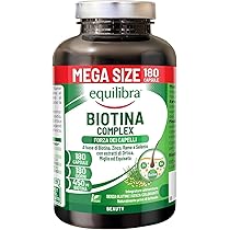 Equilibra Biotina Altodosata 450 mcg, per Capelli e Unghie, con Zinco, Rame, Selenio, Estratti di Ortica, Miglio, Equiseto, Vegan, Senza Glutine, Privo di Lattosio, 180 Capsule