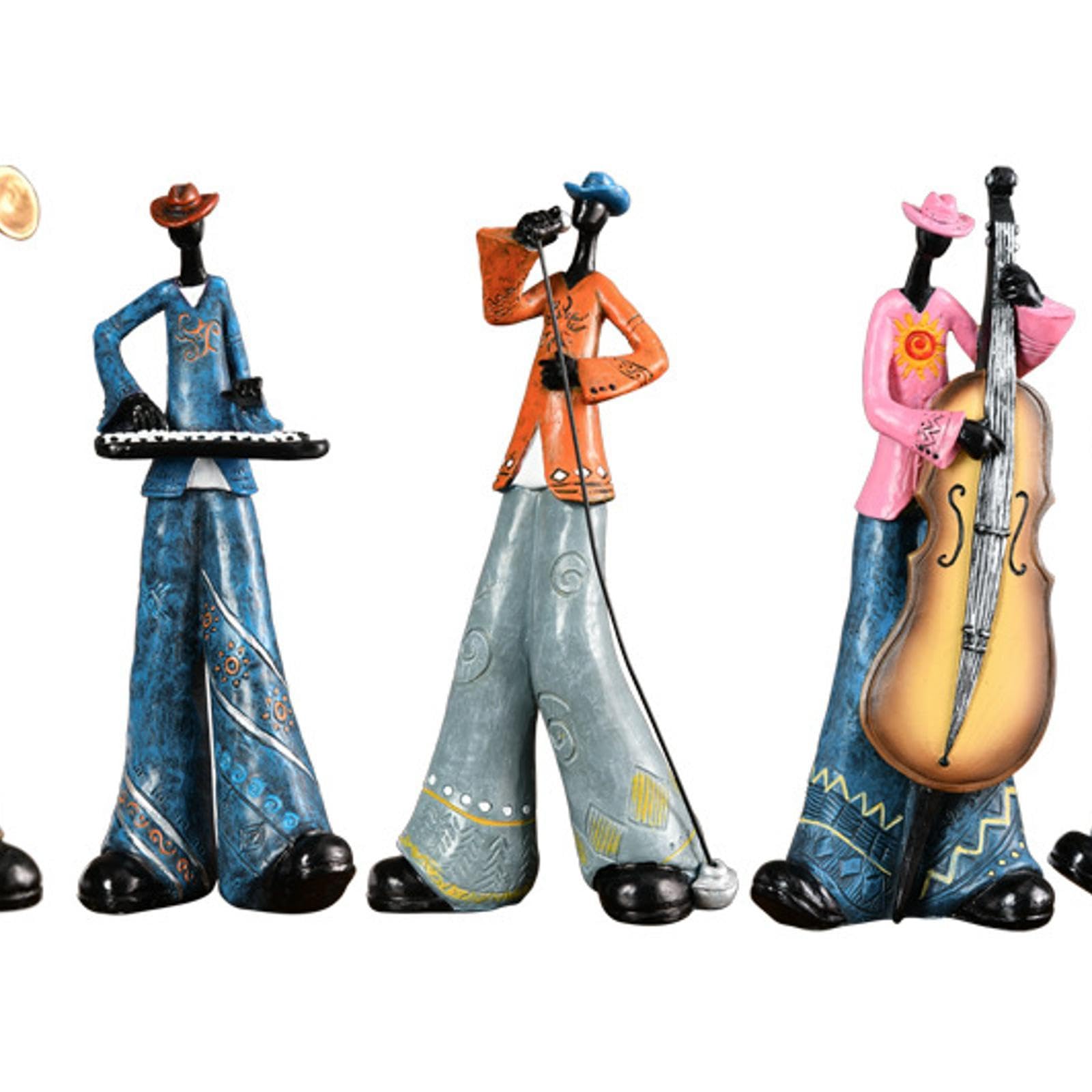 5 Pezzi Statue Sculture Artistiche Decorazione Casa in Resina Figure Musicisti Ornnamenti Collezionabile Adatte per Ufficio Soggiorno