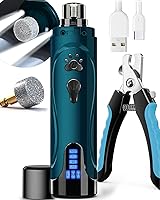 Yabife Quiet Electric Dog Nail Grinder & Clipper Kit with LED Lights, 3 Speeds for Small Medium Large Dogs Cats