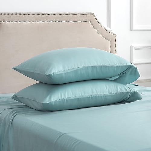 Miniatura 8 de Lyocell - Juego de sábanas de tamaño Queen, rayón derivado del bambú, bolsillo profundo de hasta 16 pulgadas, 4 piezas suaves y sedosas,