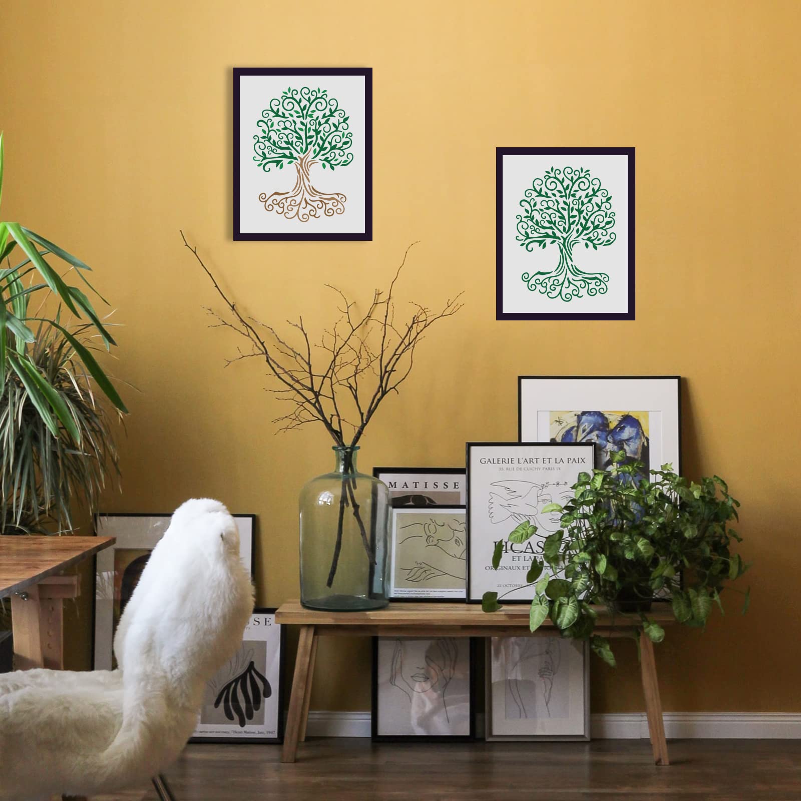GORGECRAFT Albero Della Vita Stencil Modello Grande 11.8x11.8 Pollice Riutilizzabile Segno Home Decor per Dipingere su Legno Parete Scrapbook Carta Pavimento Disegno