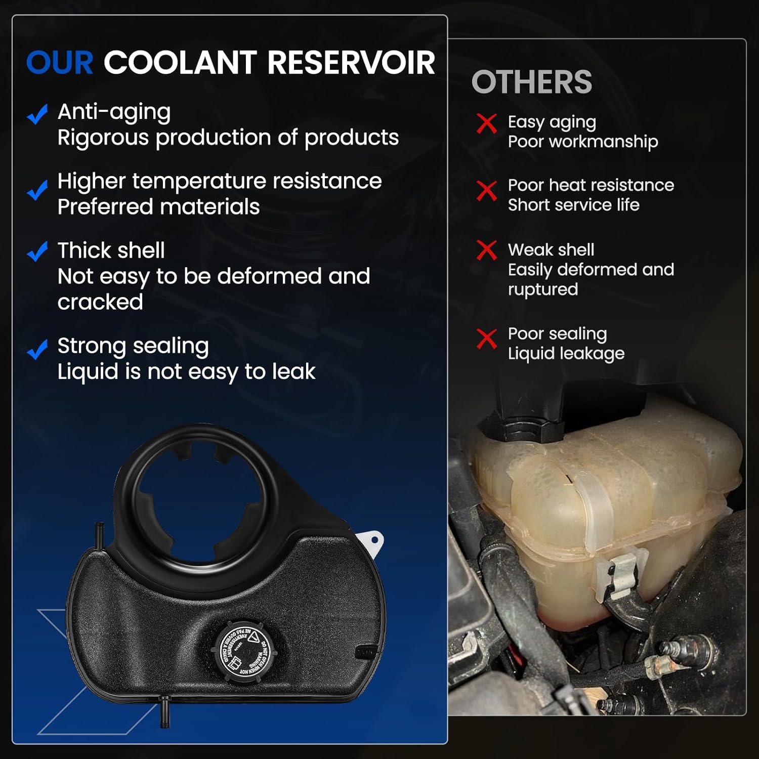 Engine Coolant Reservoir Tank 603-085 Compatible with Jaguar X-Type 2001 2002 2003 2004 2005 2006 2007 2008 2.5L 3.0L V6 Replace ‎C2S46861 C2S18320 MJA4440BA Coolant Radiator Reservoir Tank