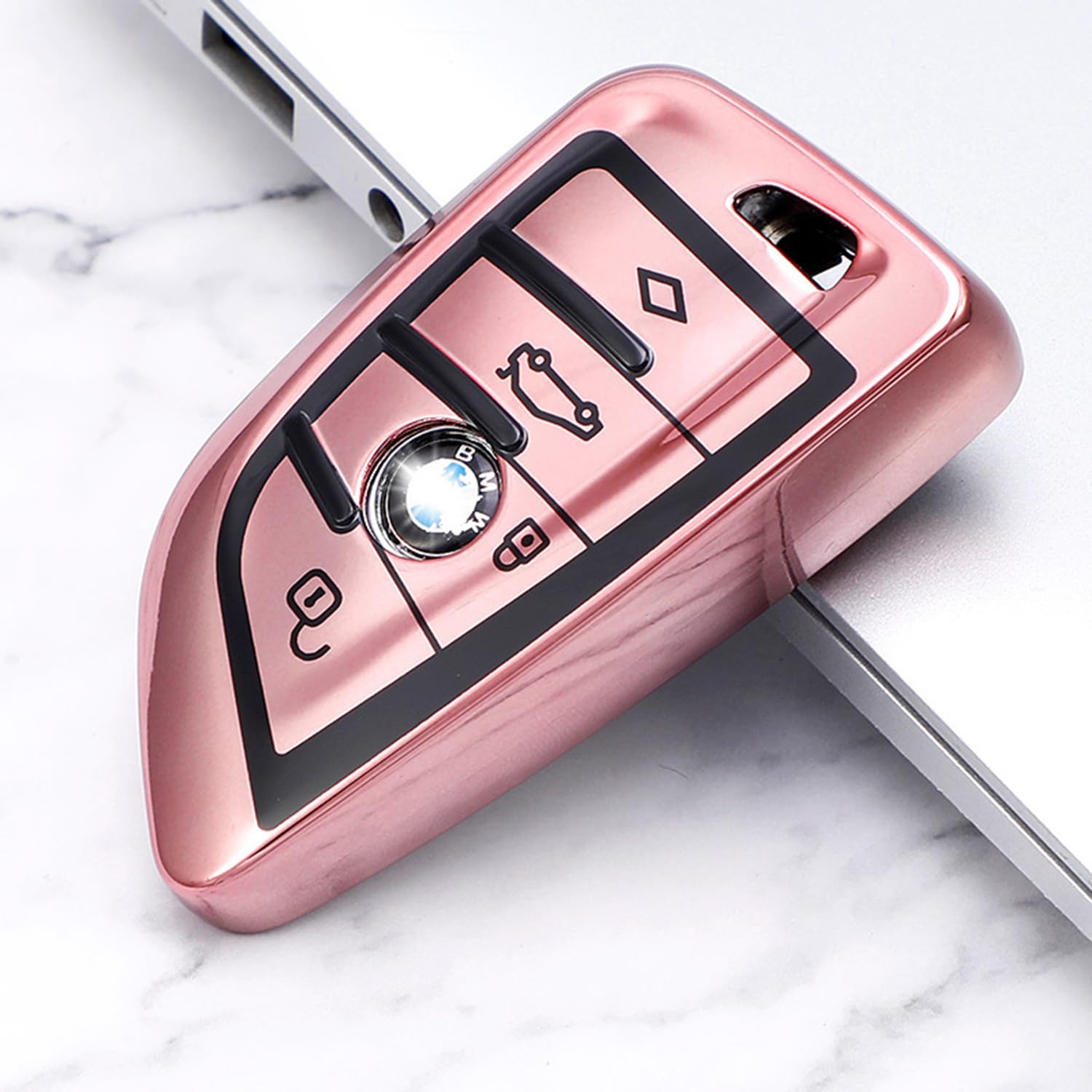 Chaexii Silikon Autoschlüssel Hülle Für BMW 1-7 Series & X-Modelle - Schwarz/Rot