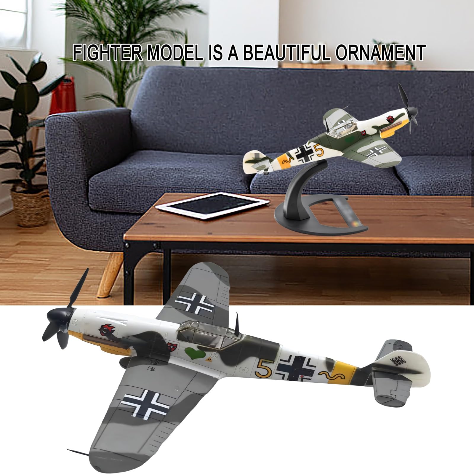 Scala 1/72 BF109-4 Modello jet caccia militare Modello alta simulazione in lega pressofusa for aereo con esposizione statica, vetrina, arredamento for ufficio, regalo perfetto