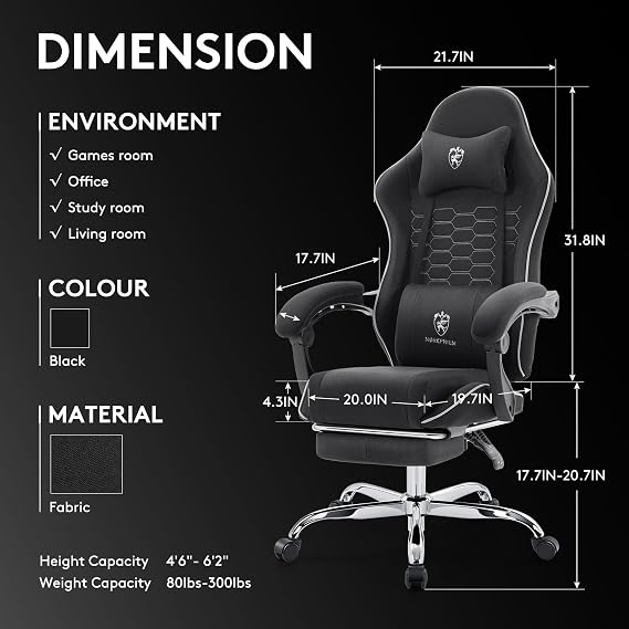 Gaming Chair,Ergonomic Computer Office Chair with Gel Pad,Black