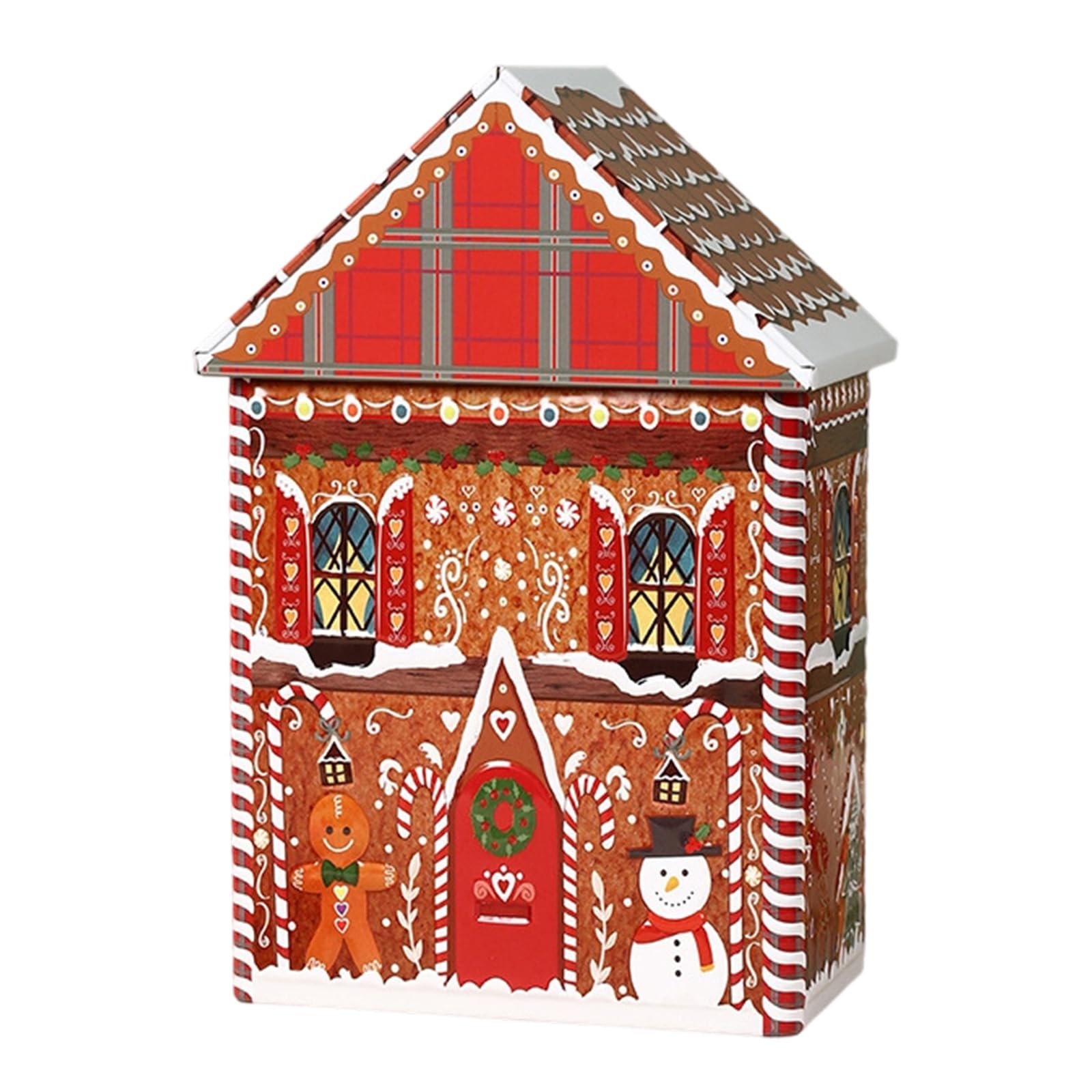 Msioytog Festival Christmas Houses Shape Tin Box Holiday Decorative Metal Container for Holiday Decors and Candy Storage Organizers Christmas Houses Storage Tin Box