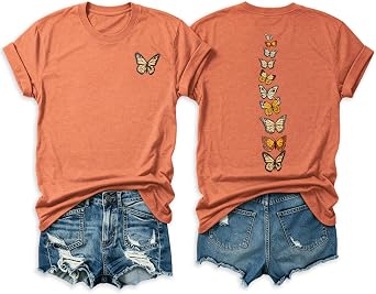 تيشيرتات Anbech النسائية ذات الرسومات النباتية بطبعة Boho Wildflowers بأكمام قصيرة وقمصان شاطئ فضفاضة