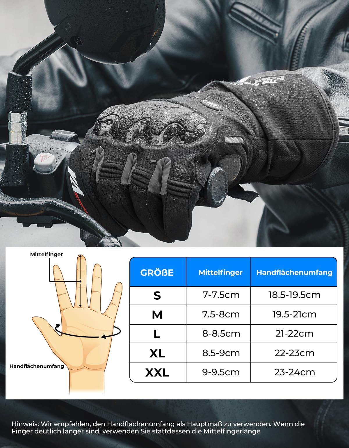 KEMIMOTO Beheizbare Handschuhe, Beheizte Handschuhe Motorrad mit 2500mAh Akku, Beheizte Winter Motorradhandschuhe für Herren und Damen, Ideal für Motorradfahren,Skifahren,Outdoor-Aktivitäten usw