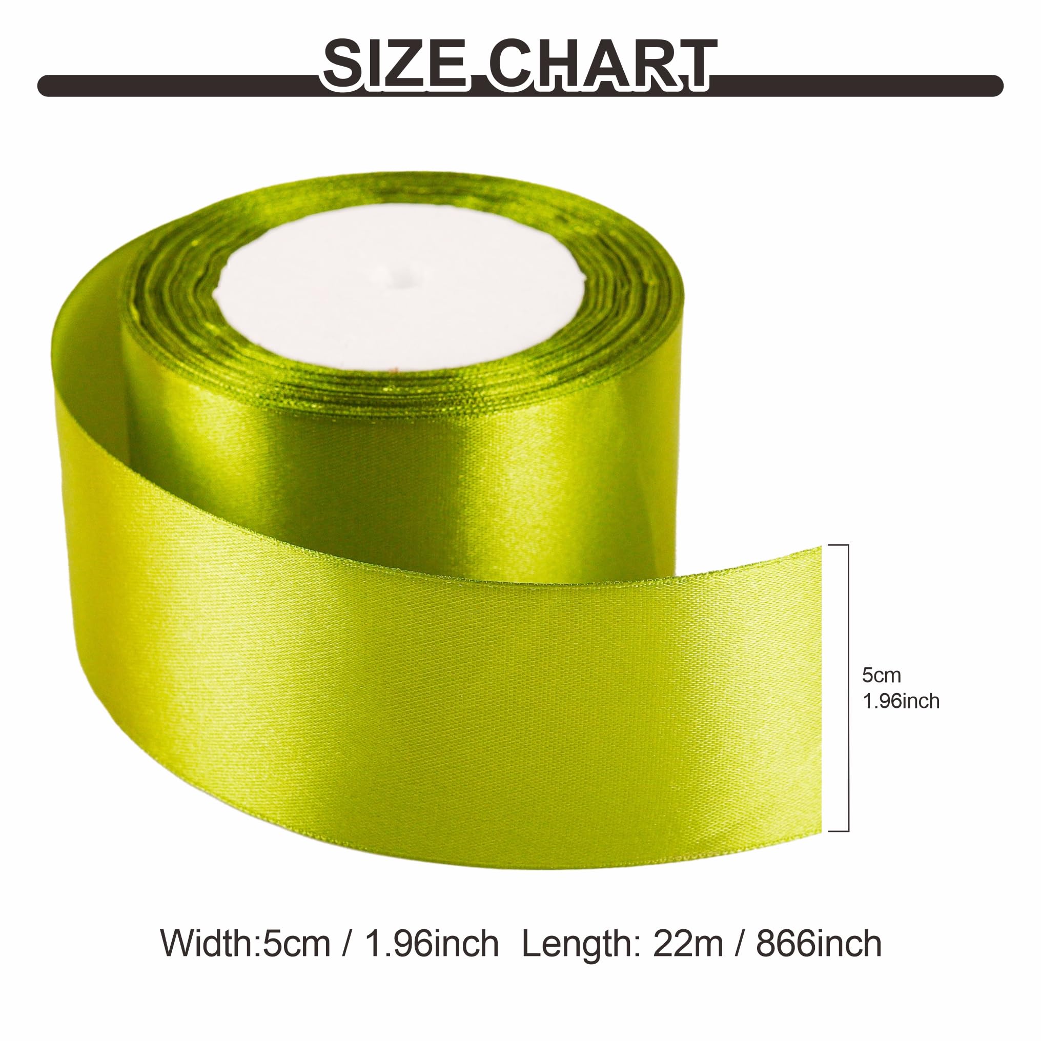 50mm Army Green Ribbon for Gift Wrapping 22M,Army Green Satin Ribbons Fabric 50mm Thick for Crafting Hair Bow Christmas Polyester Ribbon Cake Wedding Party Balloon Car Ribbons Decoration - Image 3