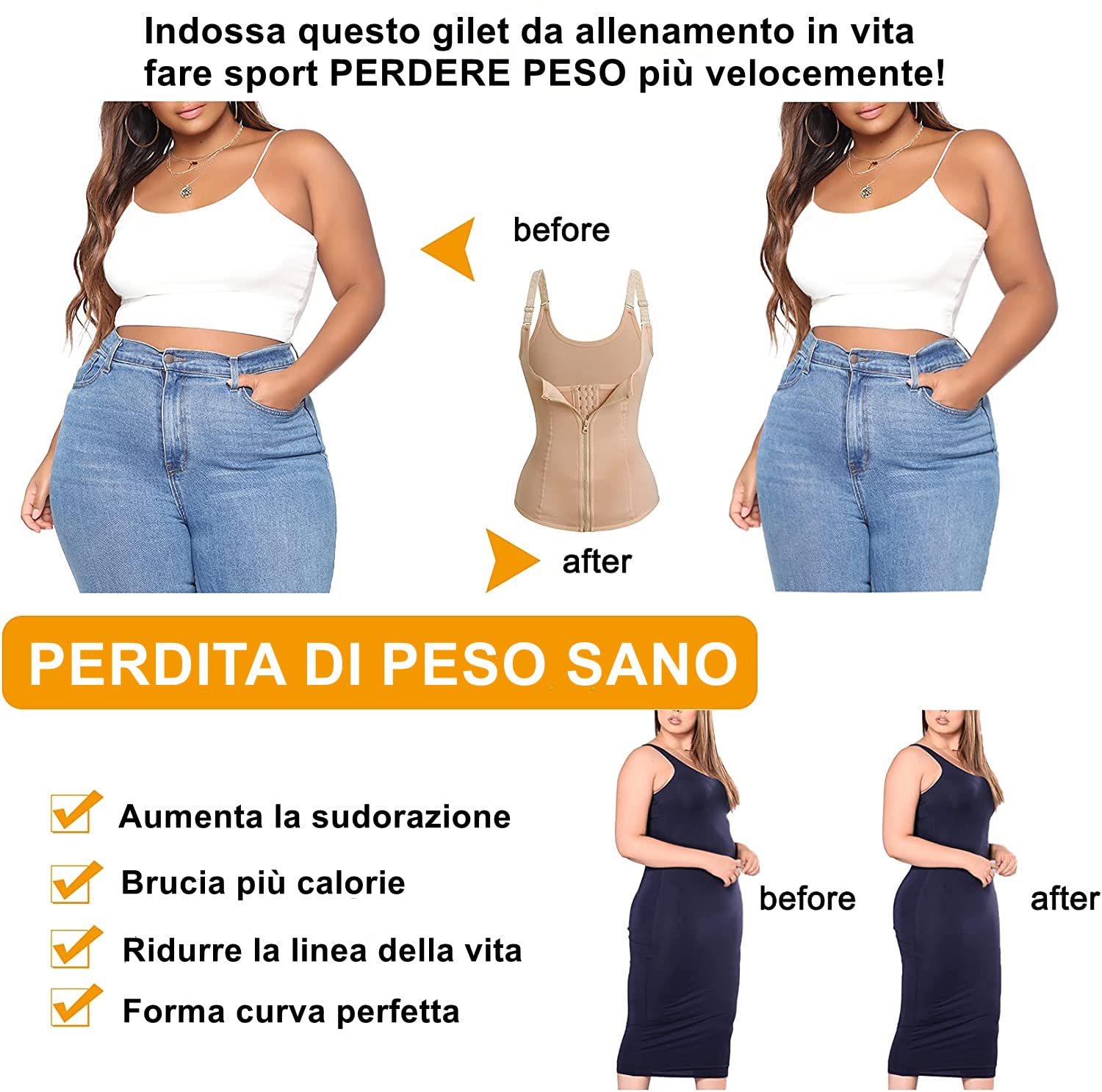 CHUMIAN Donna Corsetto Vita Dimagrante Body Modellante Cintura Intimo Shaper Training Vestiti Shapewear Contenitivo Snellente