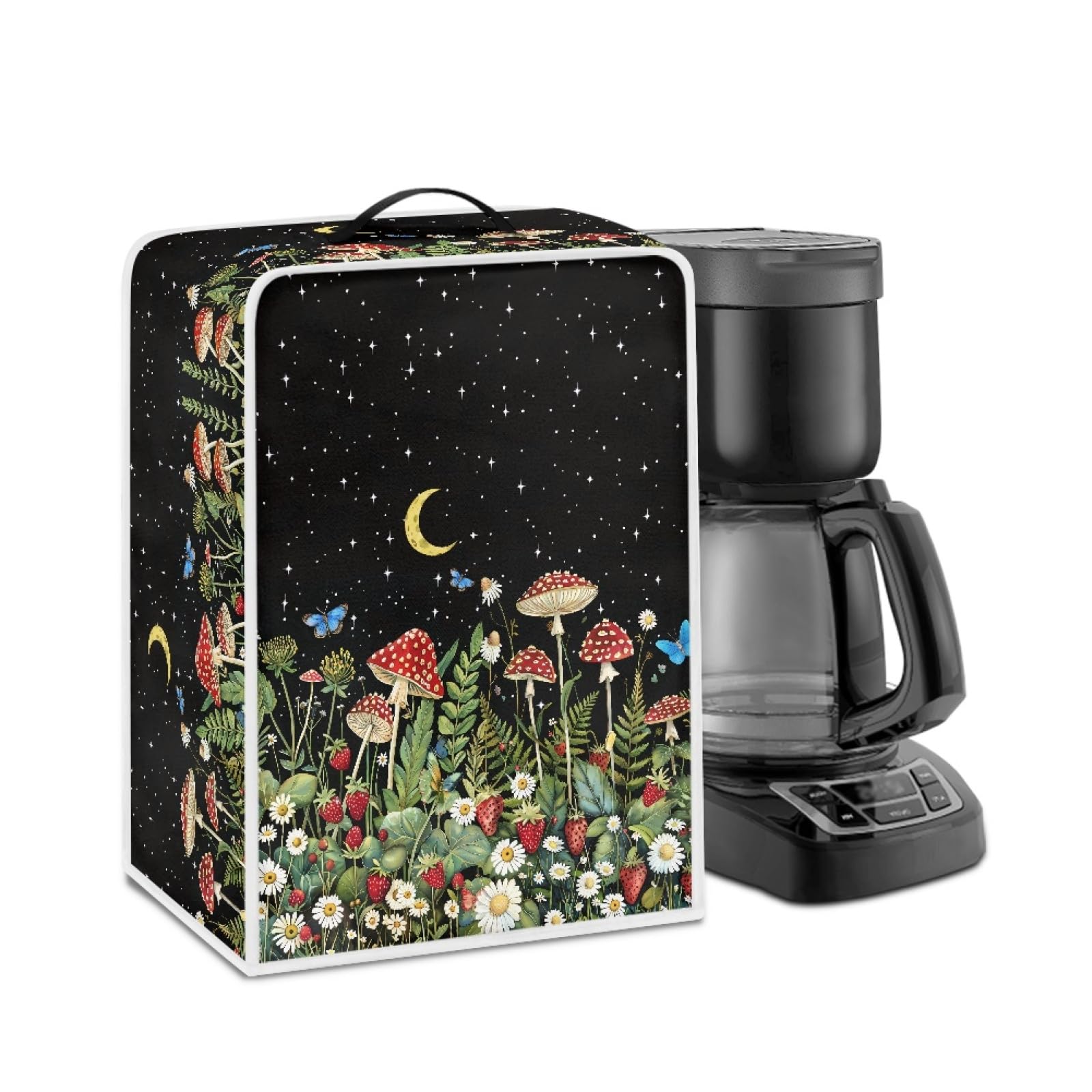 GLENLCWE Red Mushroom Moon Star Dust Cover for Coffee Maker,Mushroom Coffee Machine Cover Stand Mixer Cover Juicer Maker Protective Cover Washable