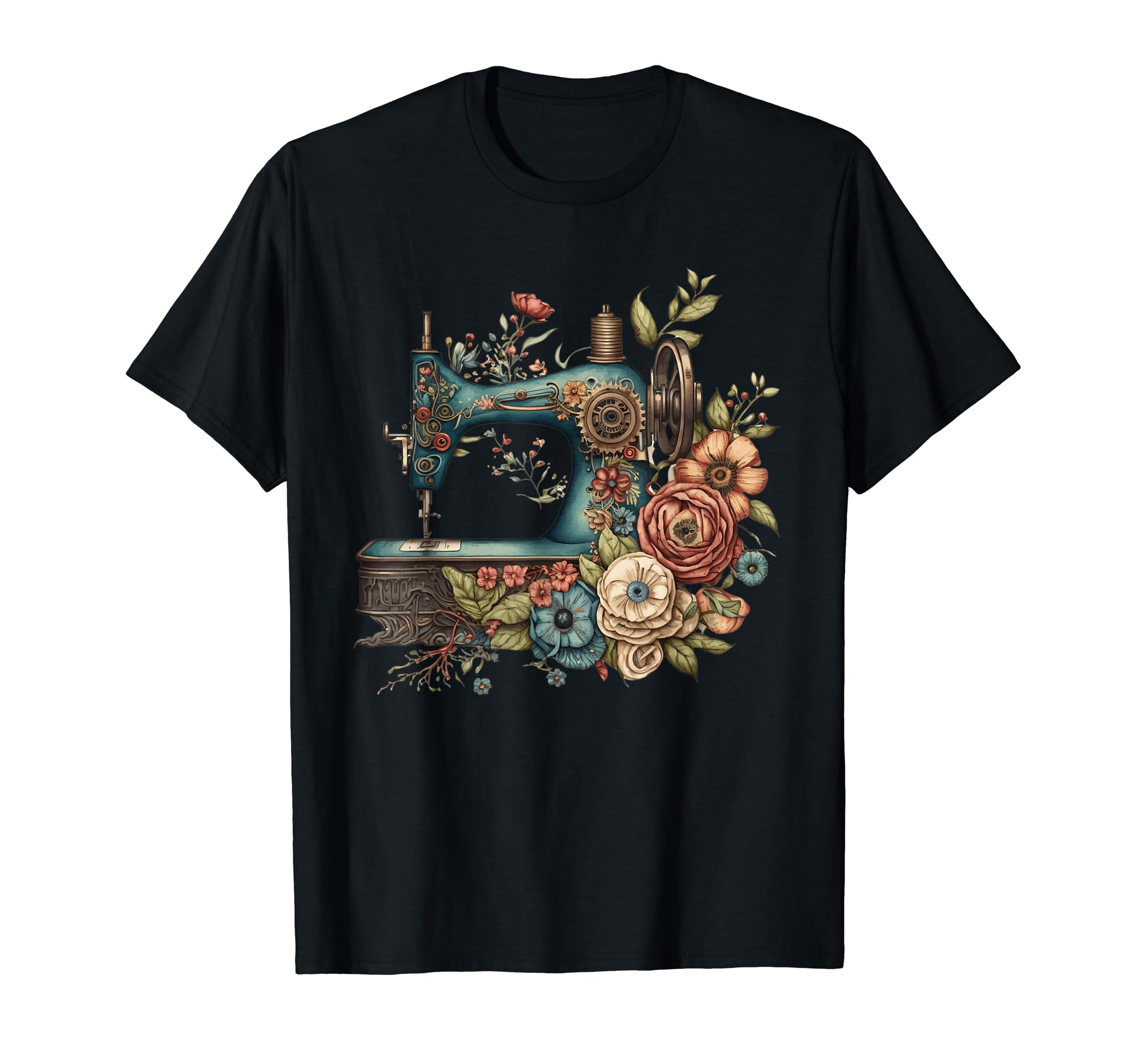Floral Sewing Machine By GioXFloral Sewing Machine - Flower Seamstress Sewing Machine T-Shirt
