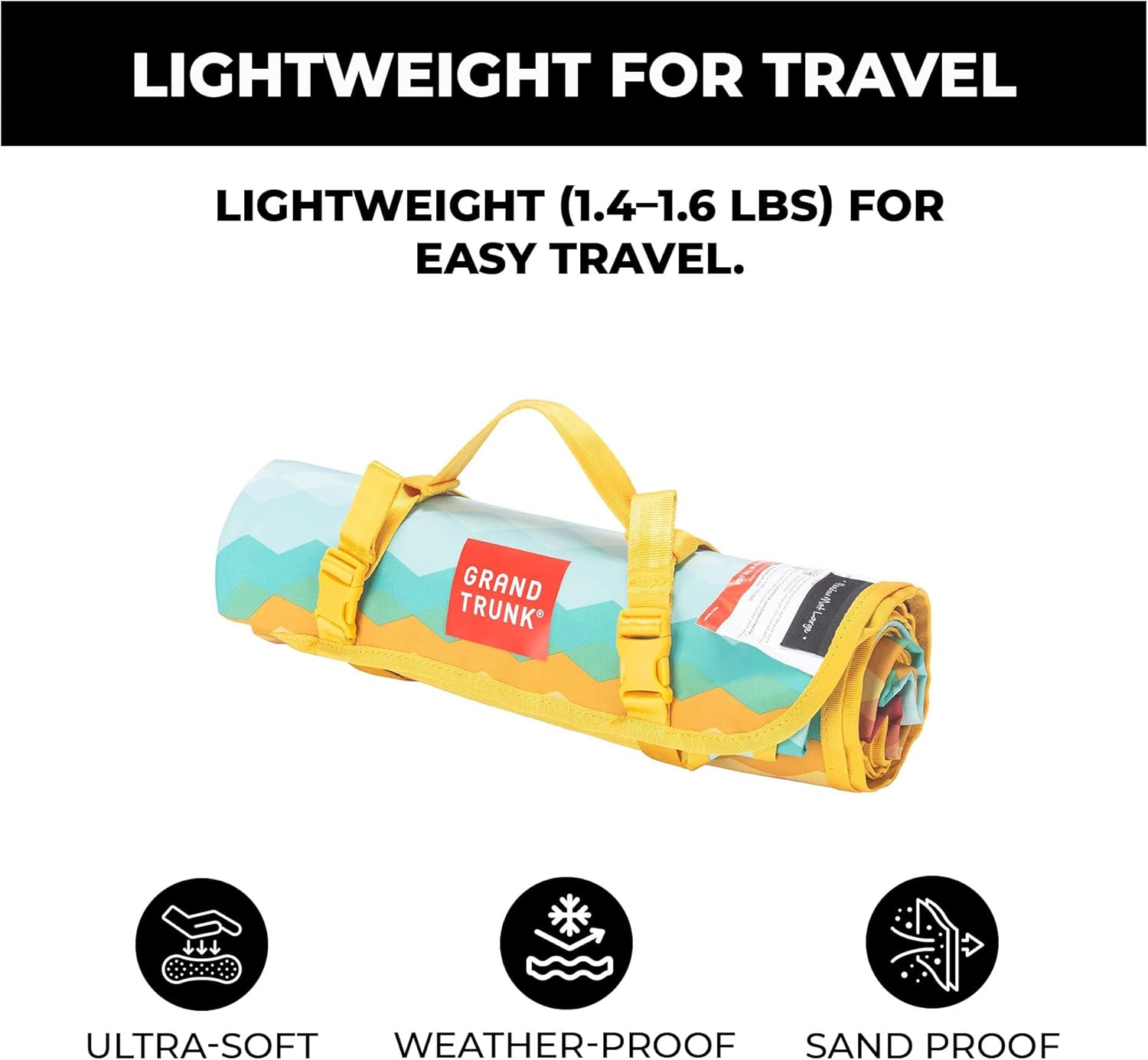 GRAND TRUNK Meadow Mat Large | Waterproof Outdoor Picnic Blanket with Stakes, Lightweight & Packable for Beach, Camping & Parks | Horizon