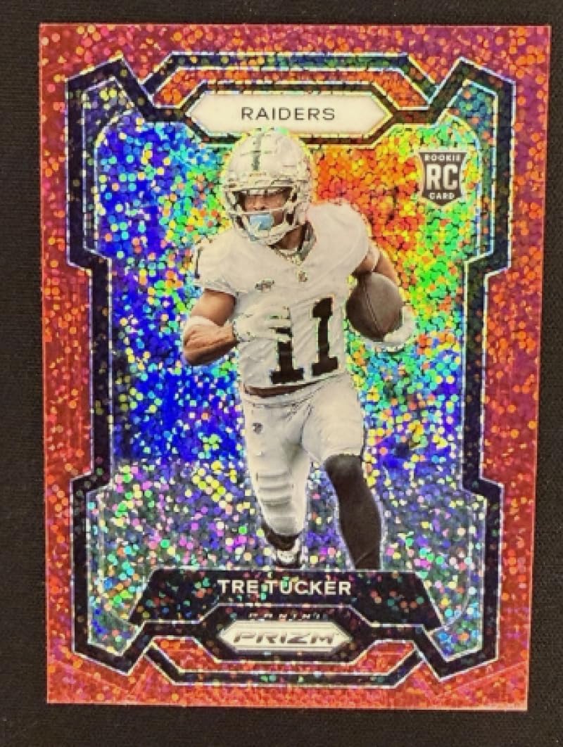 Football Trading Card 2023 Panini Prizm Rookie Prizm Red Sparkle #362 Tre Tucker EX/NM LV Raiders