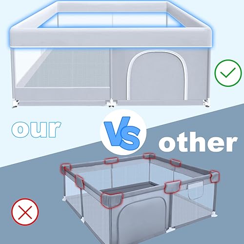Miniatura 7 de XVISHX Corralito para bebés de 50 x 50 pulgadas, corralito para bebés y niños pequeños, corralito de juegos para interiores y exteriores, con tela