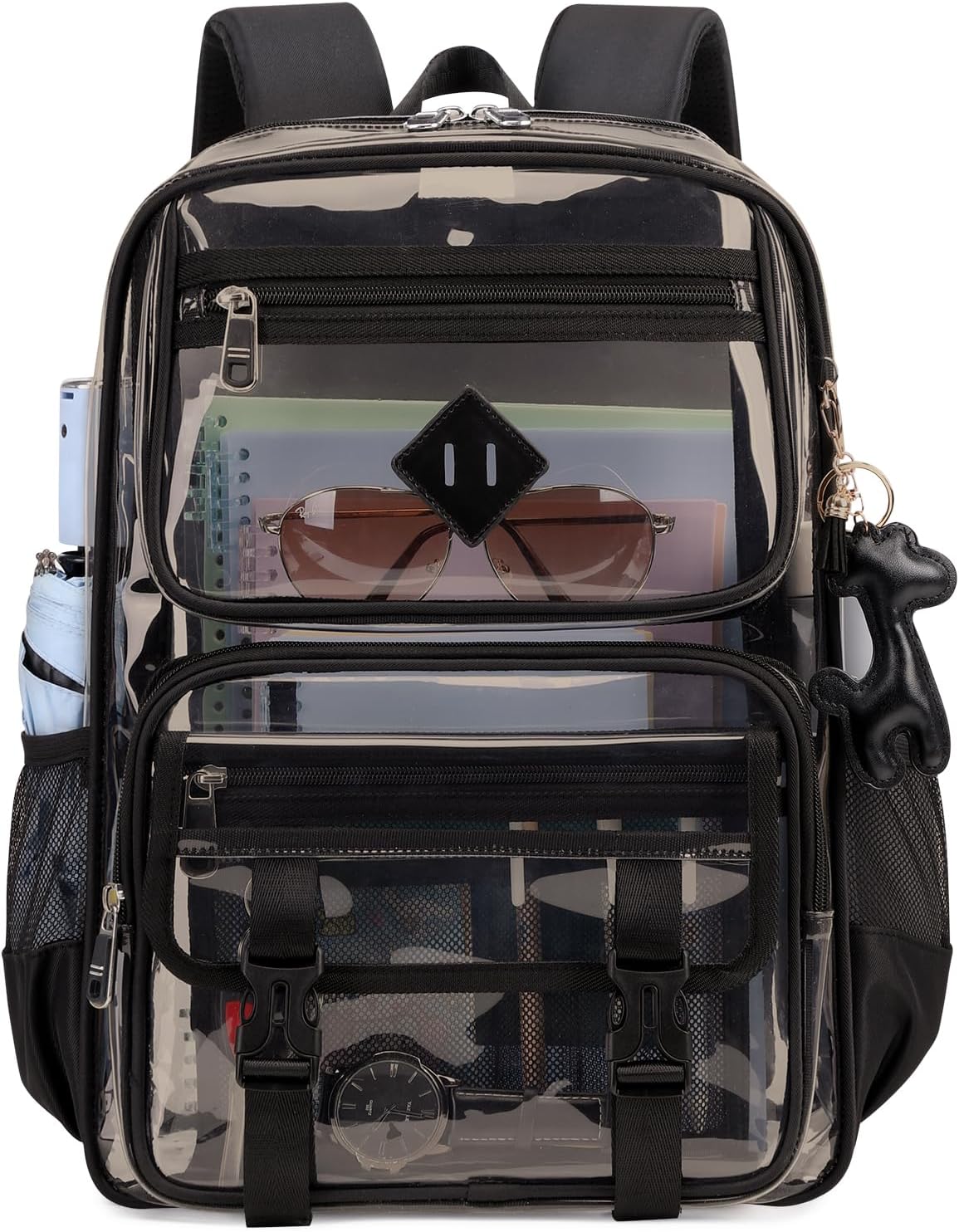 Clear Backpack for School, PVC Clear Bookbag Heavy Duty Transparent Backpack for Stadium Events See Through Bag