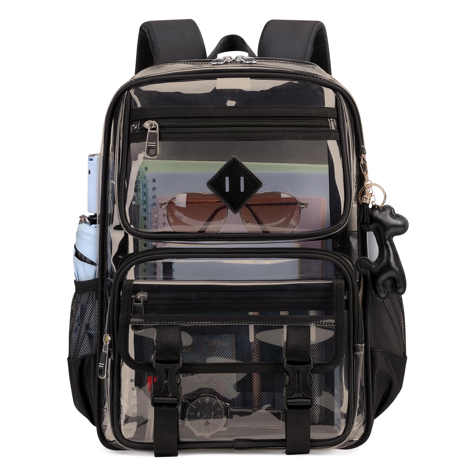 Sisipoet Clear Backpack for School, PVC Clear Bookbag Heavy Duty Transparent Backpack for Stadium Events See Through Bag