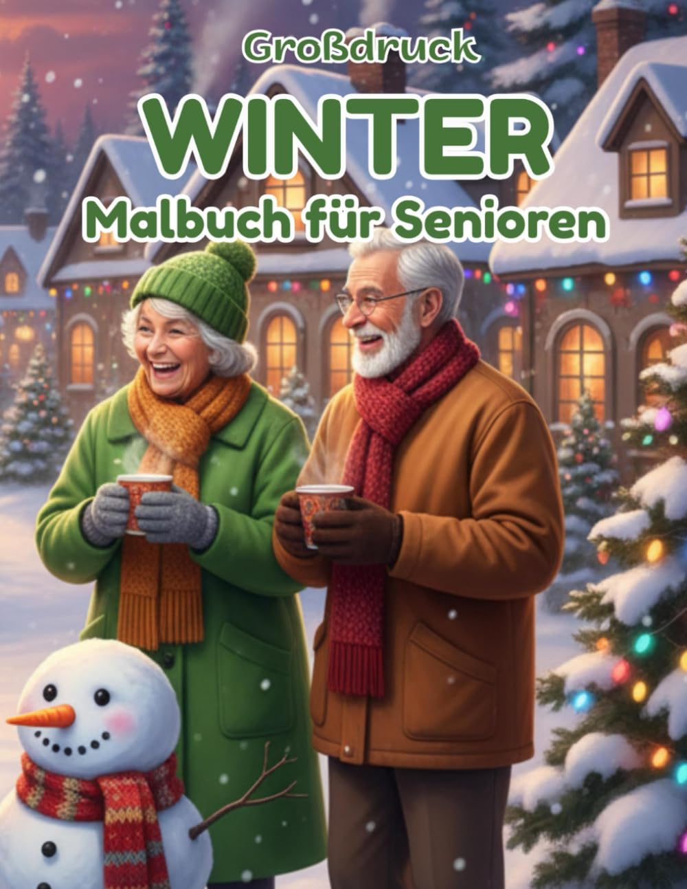 Großdruck Winter Malbuch für Senioren: Großdruck Winter Malbuch für Senioren, 50 Gedichte und einfache, leichte und beruhigende Malvorlagen zum Entspannen.