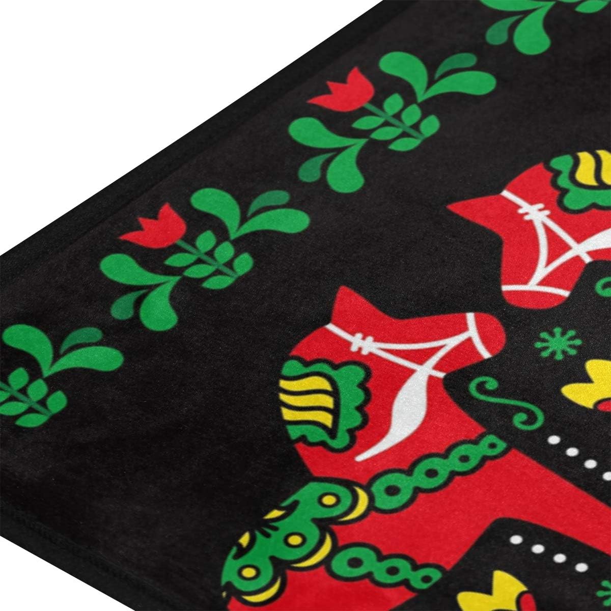 Kitchen Rugs Runner Swedish Dala Horse Folk Doormat Bath Rugs Non Slip Area Rugs for Bathroom Kitchen Indoor 39" X 20"