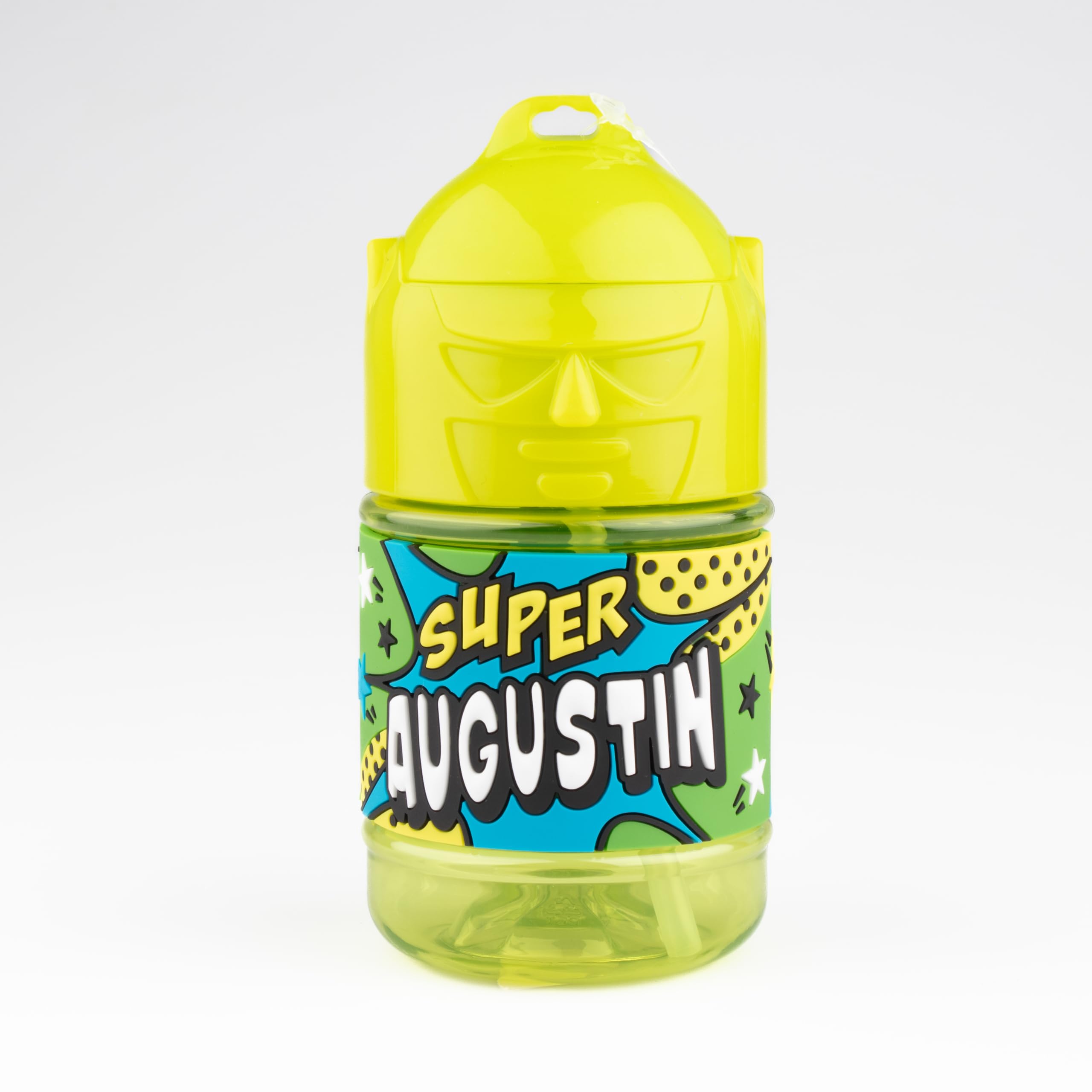 Personalised Children's Water Bottle with Straw - Super Augustin