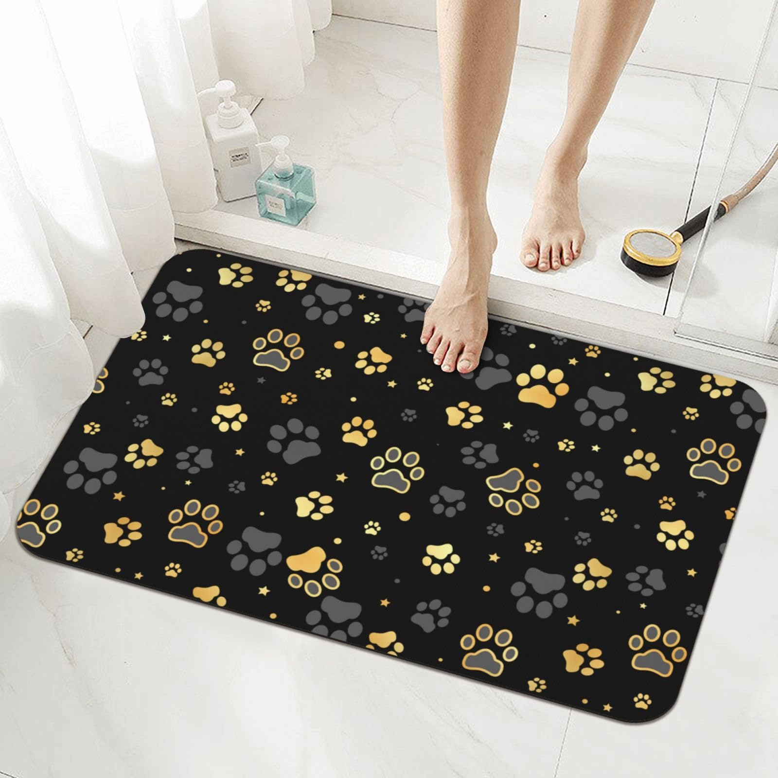 Tapis de bain en caoutchouc absorbant 40x60 cm Golden Dogs pour douche
