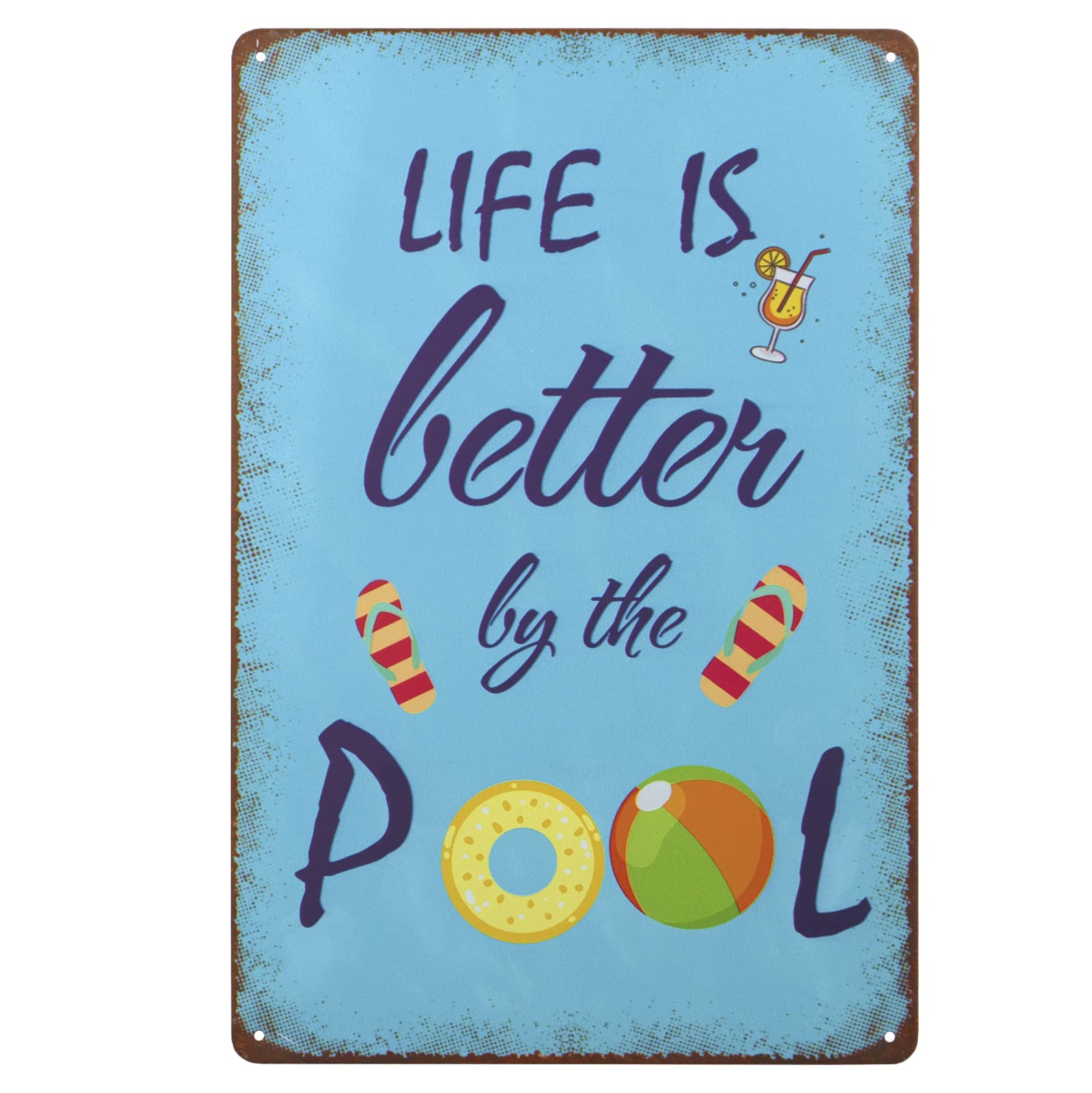 Pool Sign Retro Tin Signs Life is Better by the Pool Metal Pool Signs for Outdoor,Funny Pool Decor, Swimming Pool Decorations Outside Size 8X12 in