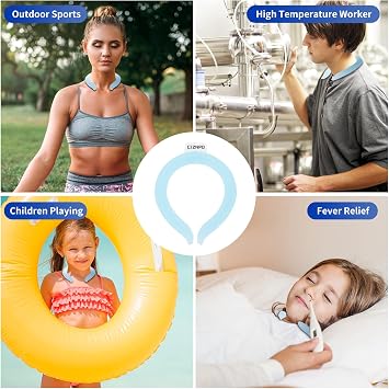 Neck Cooler Ice Cold Ring, Wearable Body Cooling Tube for Heat and Hot Weather, Ice Collar for Outdoor Workers, Sports, Relief from Hot Flashes Or Fever,Reusable Neck Cooling Wraps (Blue)