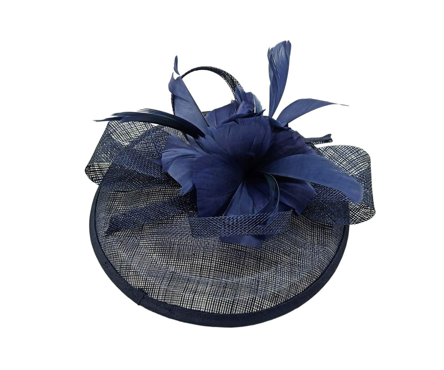 Finecy In New Women Ladies Feather Pillbox Fascinator Headband Wedding Royal Ascot Formal Race (Navy)