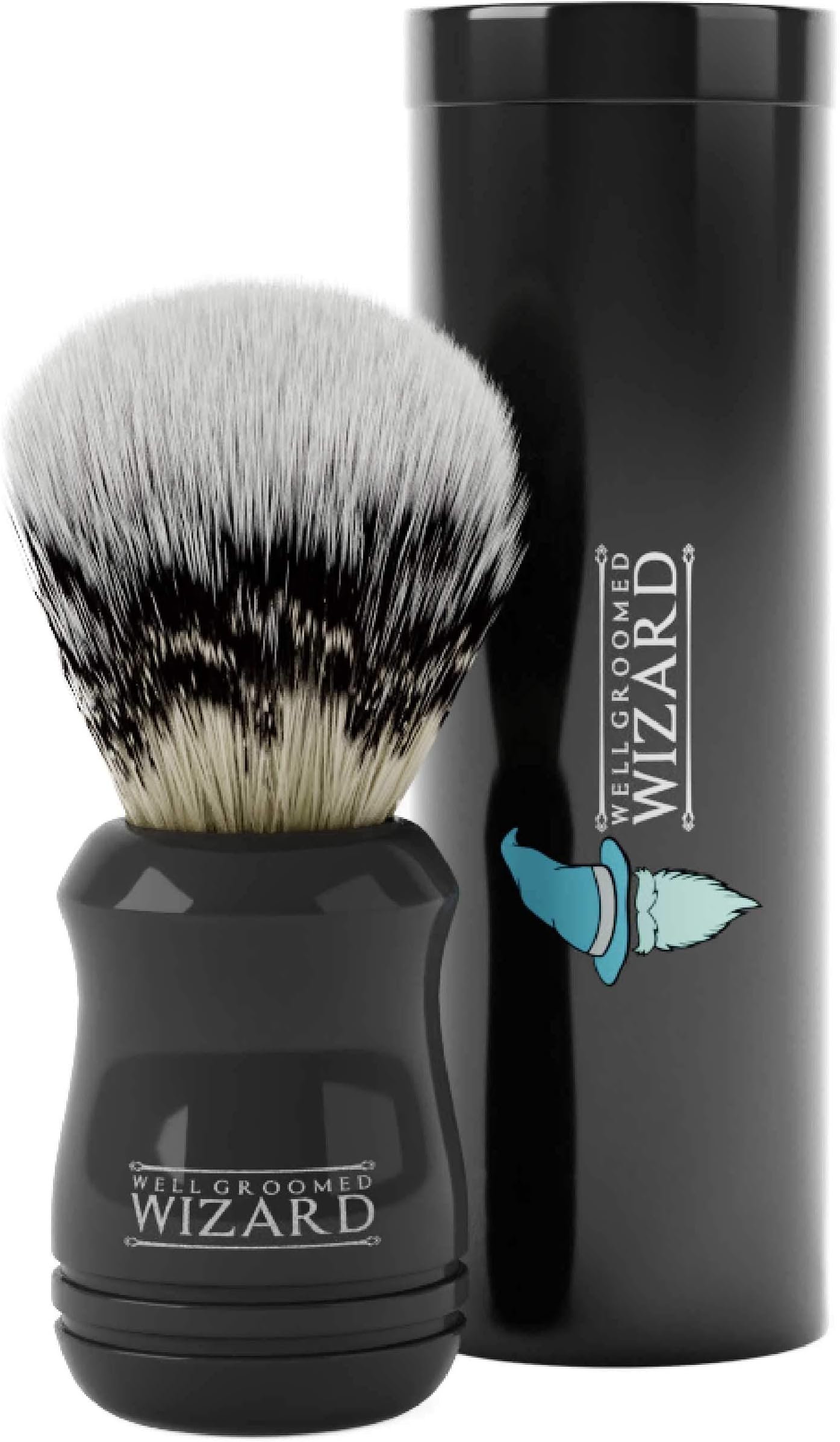 Well Groomed Wizard Shaving Brush, Synthetic Badger Hair with Travel Case