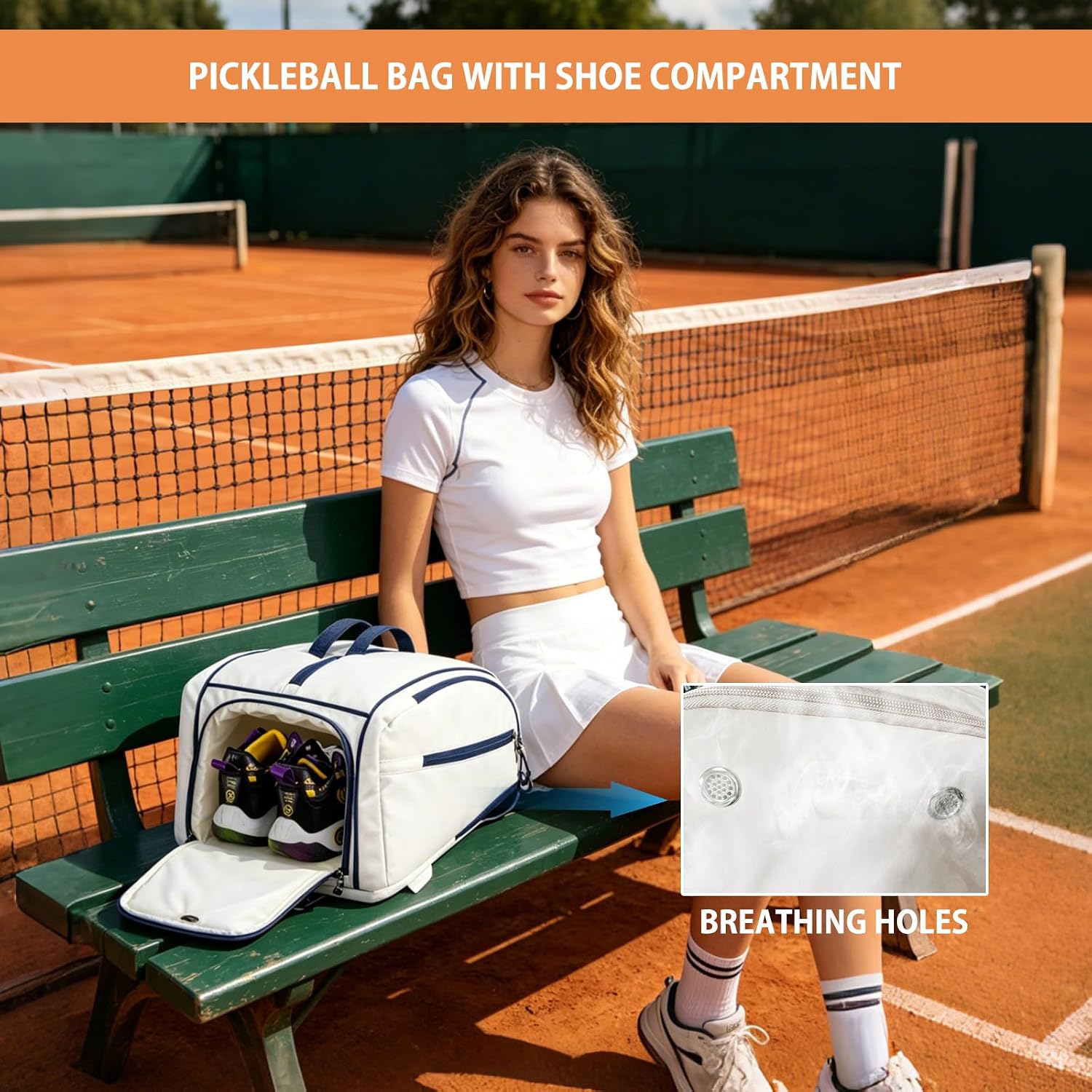 Pickleball Bag,Pickleball Backpack with Shoe Compartment&Paddle Compartments,Pickleball Bags for Men Women with Fence Hook&Laptop Pocket,Large Pickle Ball Bag for Pickleball Accessories&Equipment