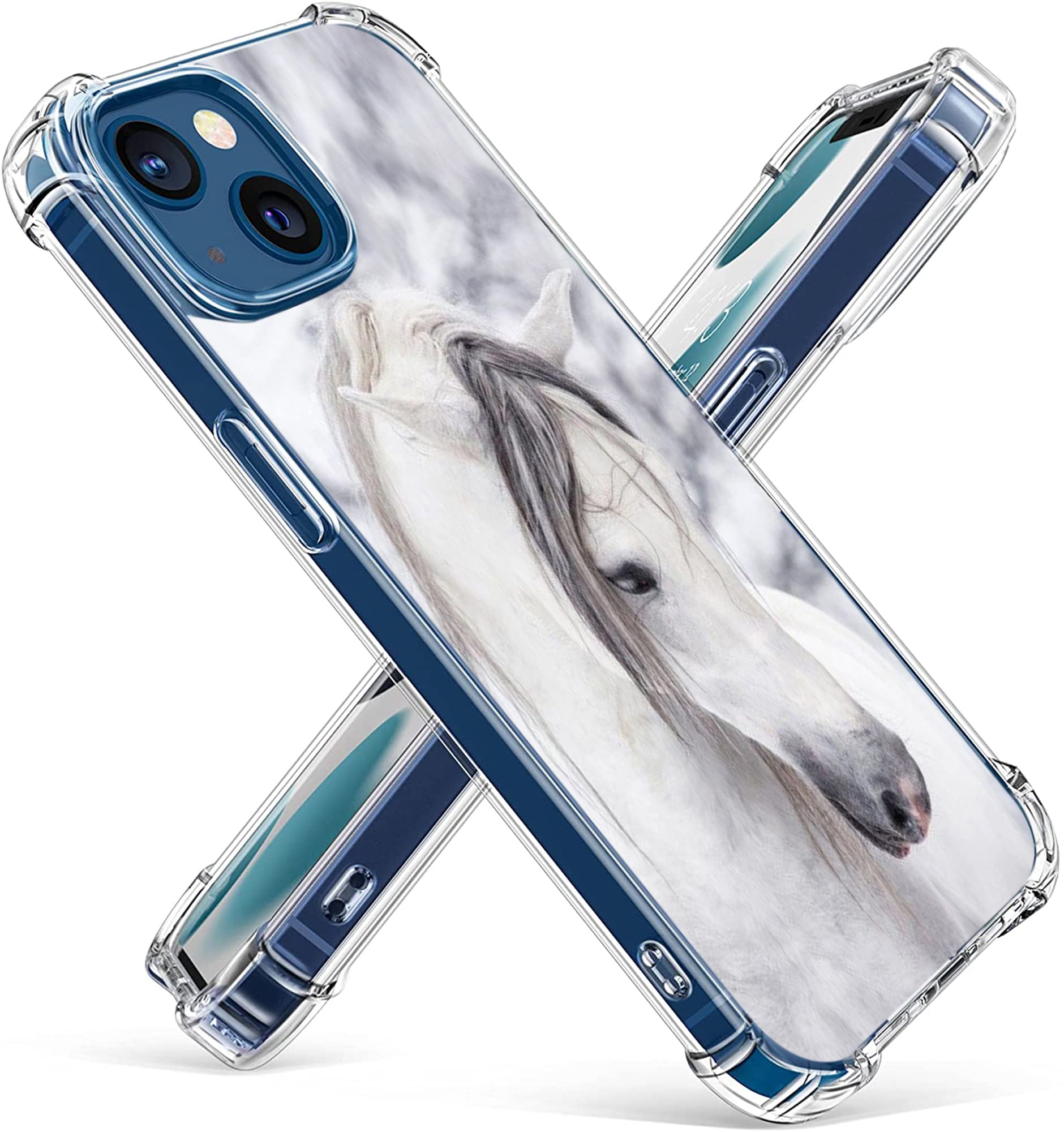 GifunHard PC Bumper Shockproof Clear Soft Slim Design Pattern Case for iPhone 13 Mini 5.4inch 2021 Cover - Handsome Horse