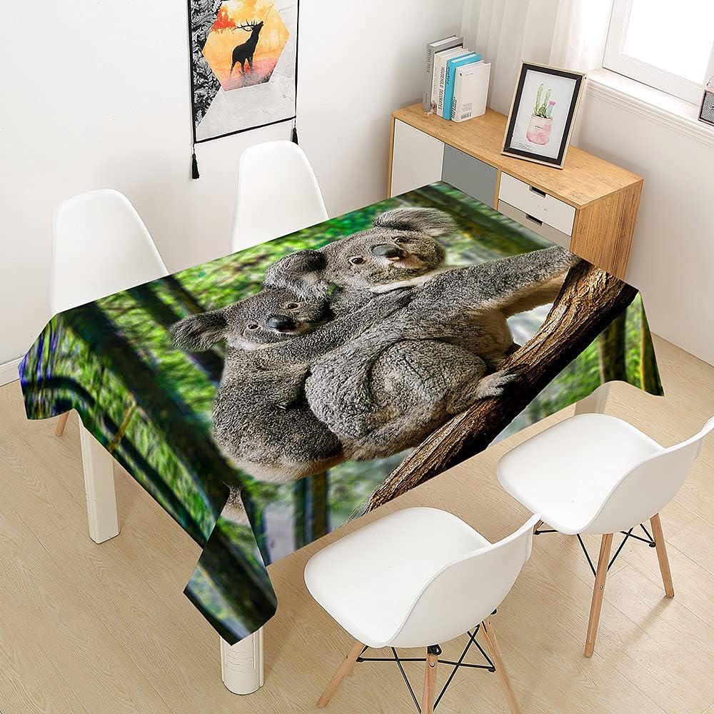 Tovaglia Antimacchia Rettangolare/Quadrata Simpatico Koala, Tovaglie da Tavolo Impermeabile Poliestere Bosco 3D, per Natalizia Cucina Feste Giardino, 200x200 cm A/B32