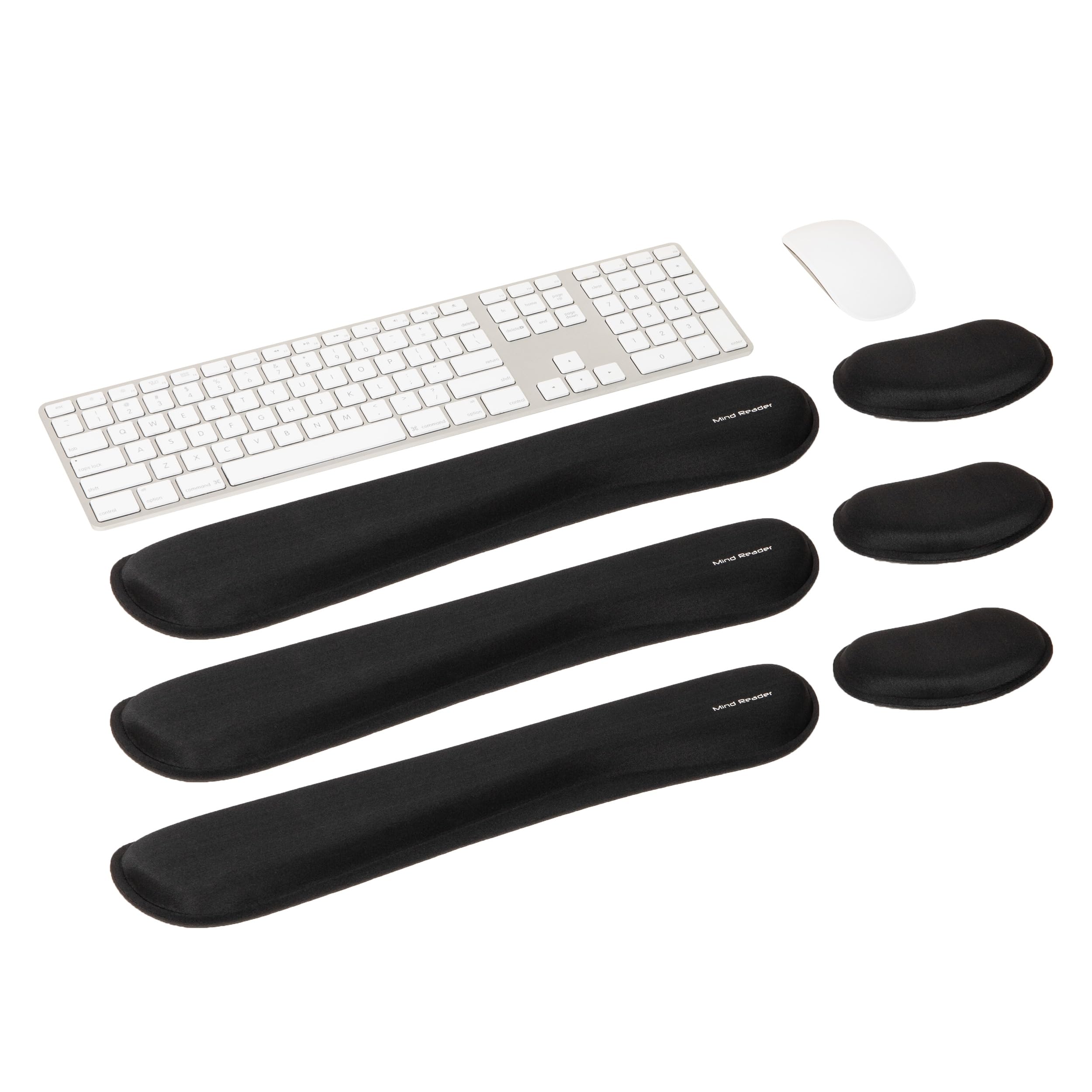 Mind Reader Set di poggiapolsi ergonomici per tastiera e mouse, accessori da gioco, memory foam, 42 x 7,6 x 1,9 cm, 6 pezzi, nero
