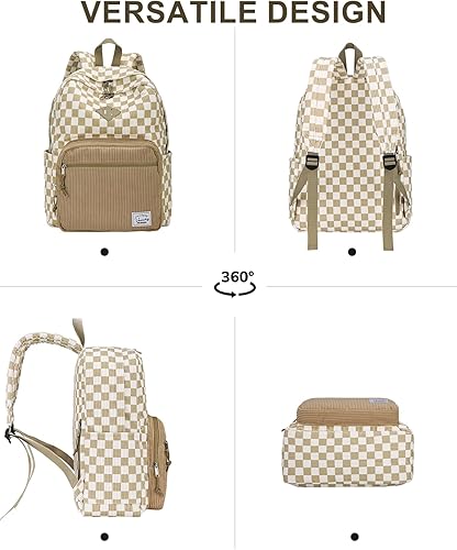 Miniatura 6 de VASCHY Mochila de viaje de pana, estilo vintage, casual, kawaii, estética, de forro polar, mochila para la escuela y el trabajo