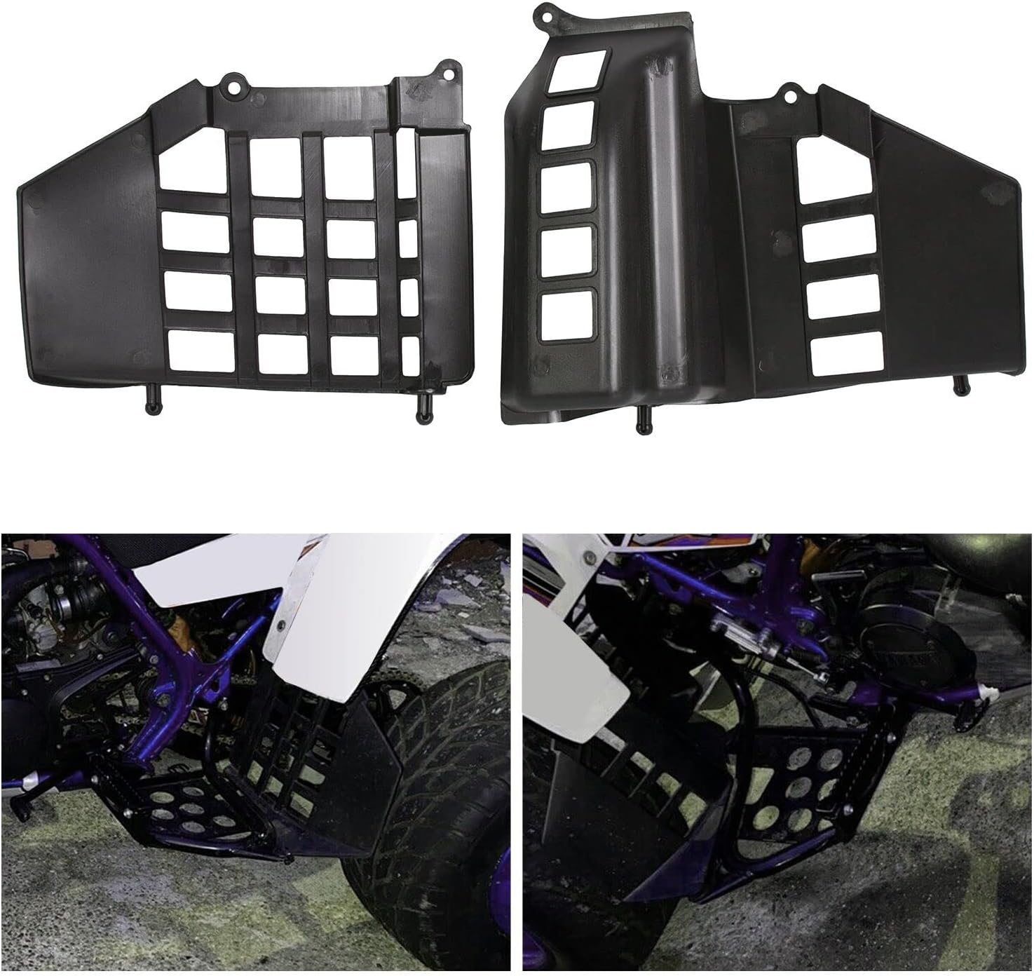 ECOTRIC Black Heel Guard Compatible with 1987-2006 Yamaha Banshee Replacement for 3GG-21691-00-00 3GG-21621-00-00 Left + Right (Pair)