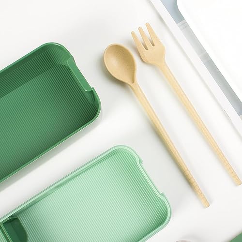 Miniatura 10 de Iteryn Bento Box - Lonchera apilable de 3 capas con compartimentos, a prueba de fugas, ecológicas, para preparación de comidas