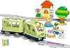 LEGO DUPLO Town Interactive Adventure Train مجموعة ألعاب تعليمية للأطفال الذين تتراوح أعمارهم بين 10427 و2 عامًا وأكثر لتعزيز مهارات لعب الأدوار بالأضواء والأصوات، فكرة الهدية (57 قطعة)