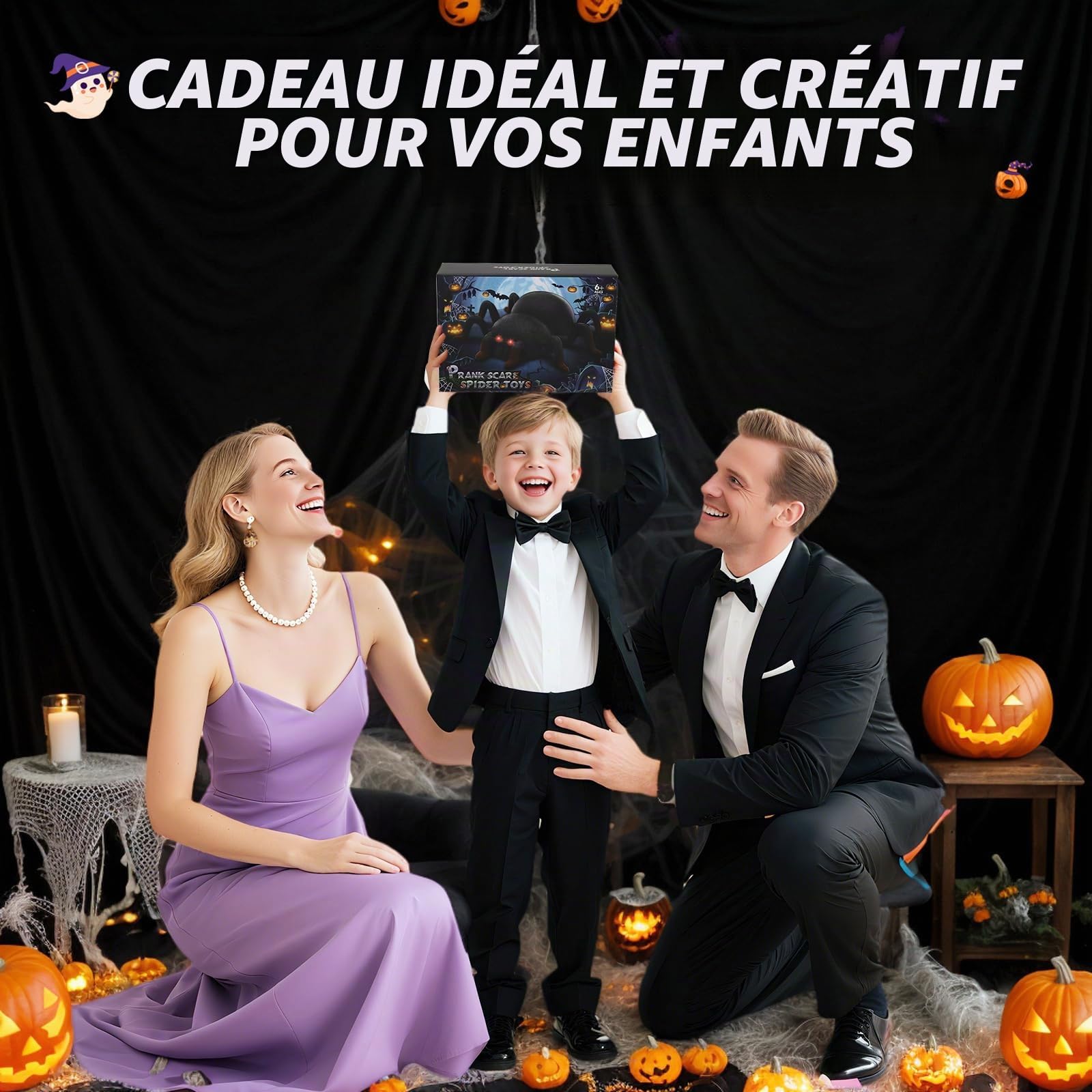 L'Araignée RC Télécommandée - Grimpe aux Murs & Plafonds Rechargeable avec Yeux LED - Jouet Robot Araignée pour Enfants dès 3 Ans - Cadeau Effrayant pour Garçons & Filles à Halloween