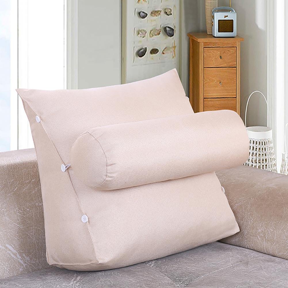 FLHSLY bedside triangle cushions lumbar support cushion reading pillows protect the waist neck pillow sofa cushions, white, small