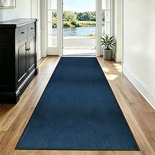 MYOYAY Teppich Läufer 90×300cm rutschfest Küchenteppich Waschbar Teppichläufer Flurmatte Schmutzfangmatte für Flur Eingang Gewerbe Büro Gastronomie Küche(Blau)