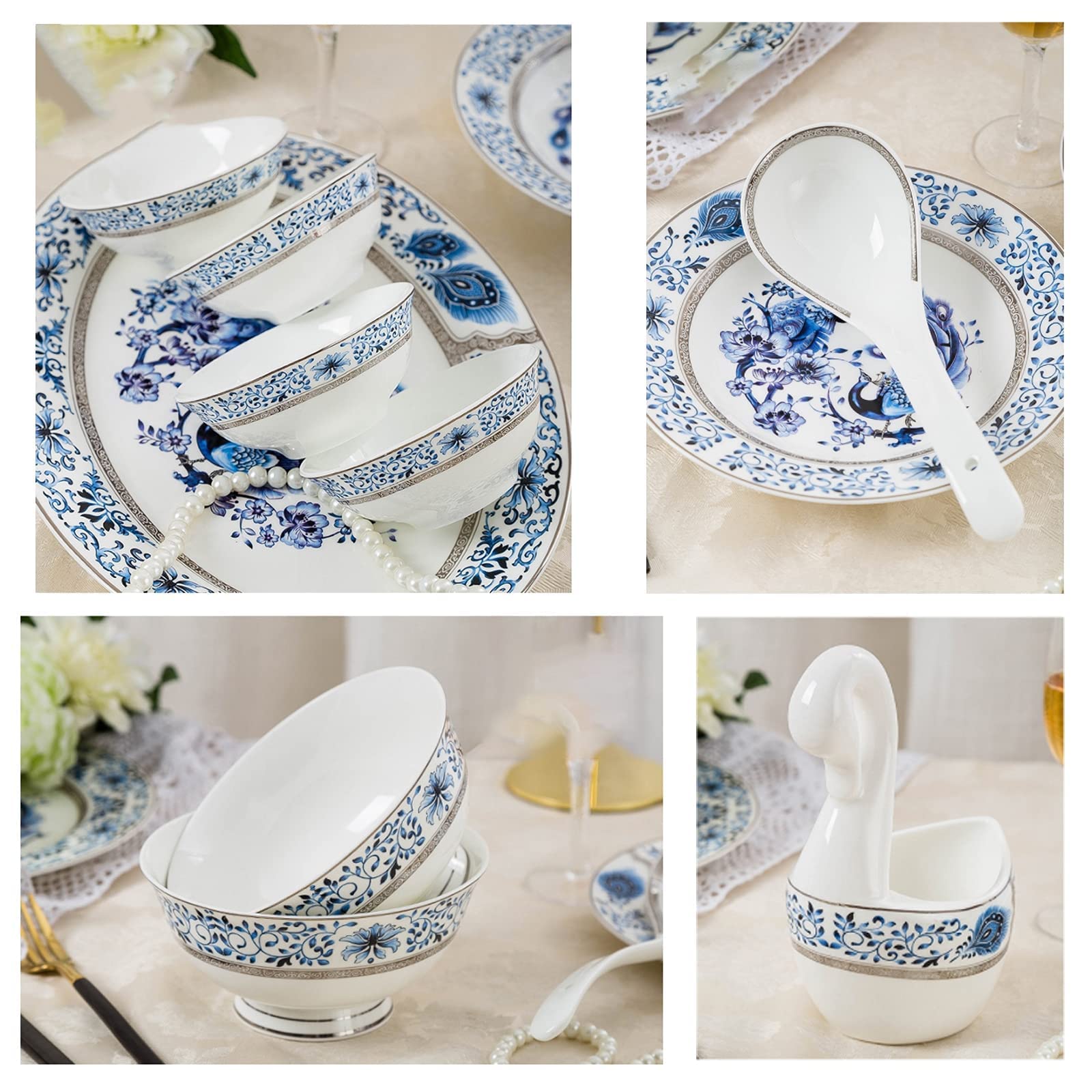 Zestaw Ceramicznych Naczyń Obiadowych W Stylu Retro, Piękny Zestaw Z Porcelany W Kolorze Złotym I Białym, Idealny Na Domowe Przyjęcie, Wesele, Hotel, Boże Narodzenie
