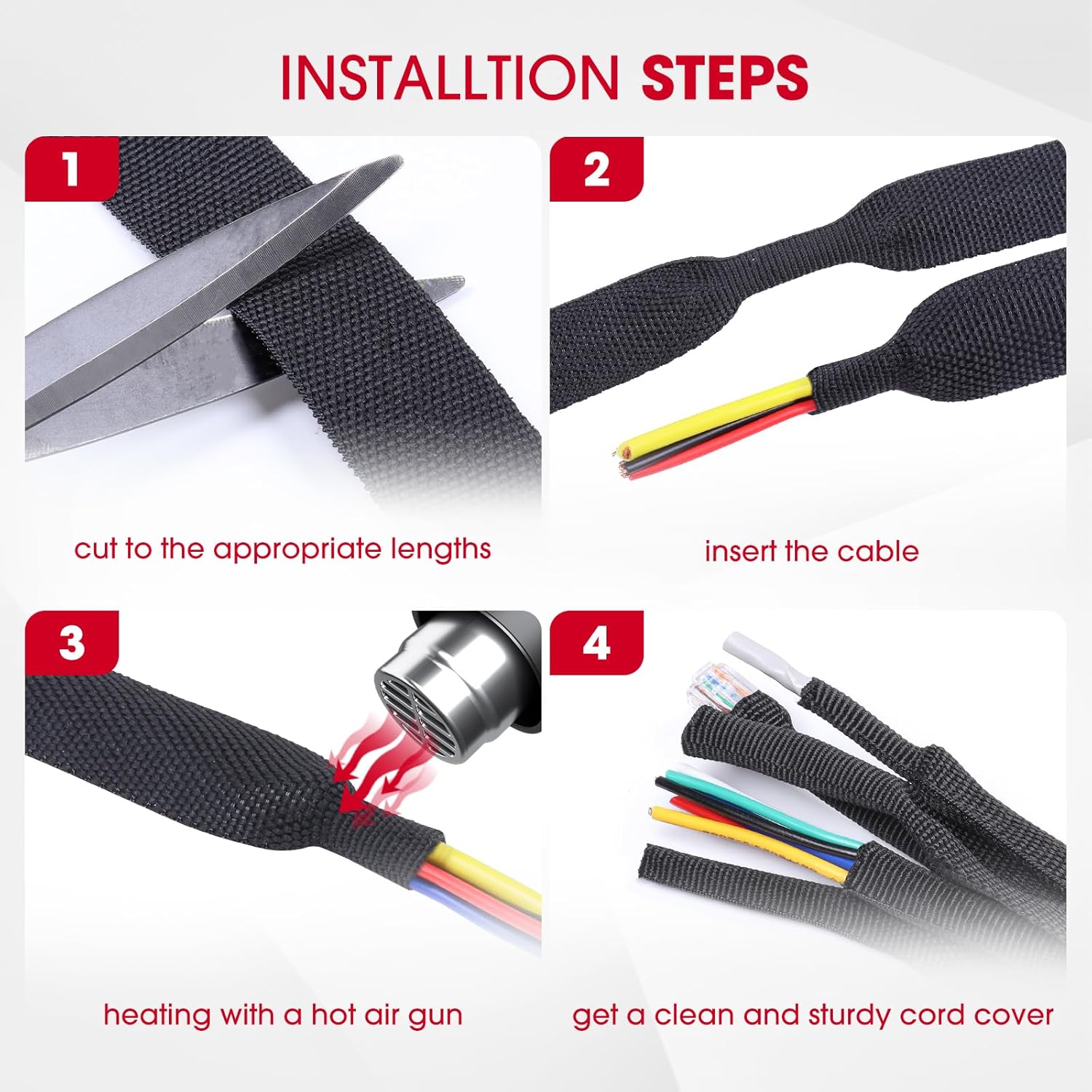 2 in 1 Heat Shrink Braided Sleeving Fabric Tubing-Ideal fit Irregular Shape Hose/Cable/Wire (2"(50mm), 14FT)