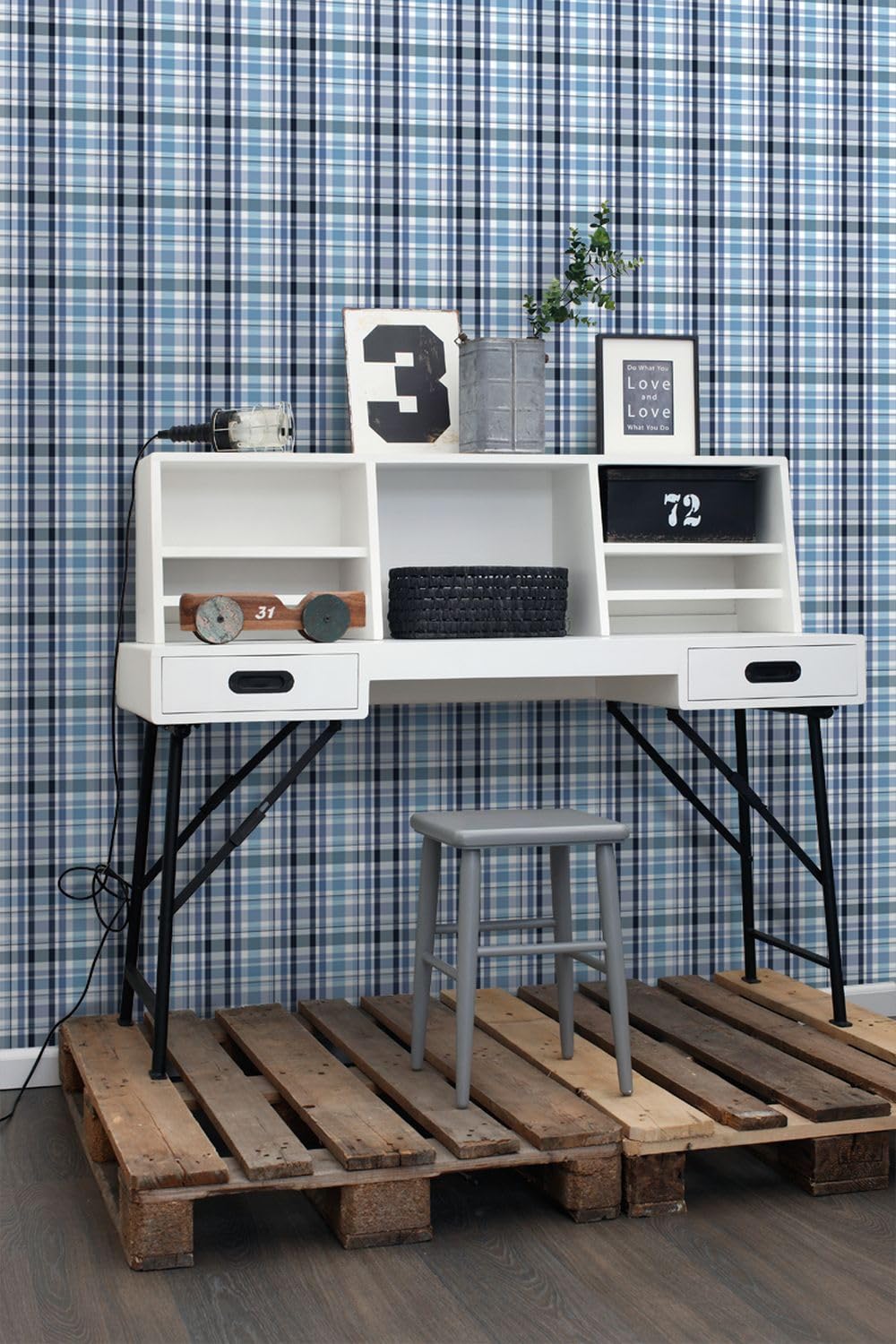 ESTAhome tapeta romby niebieski 53 cm x 10.05 m