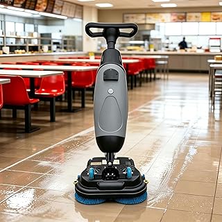 Bodenreinigungsmaschine, Gewerbliche Scheuersaugmaschine Selbstfahrende Scheuersaugmaschine, 360°-Rotation, Doppelwassertank-Design, 1200 M²/H, Für Fabriken, Restaurants, Kantinen Grey