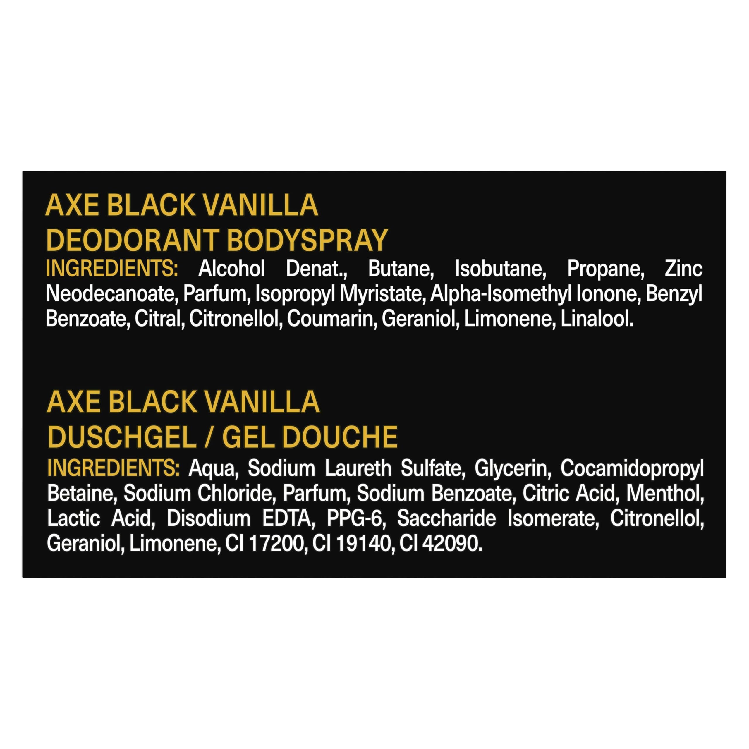 Axe Fine Fragrance Collection Black Vanilla Coffret cadeau avec déodorant et gel douche (150 ml + 300 ml)