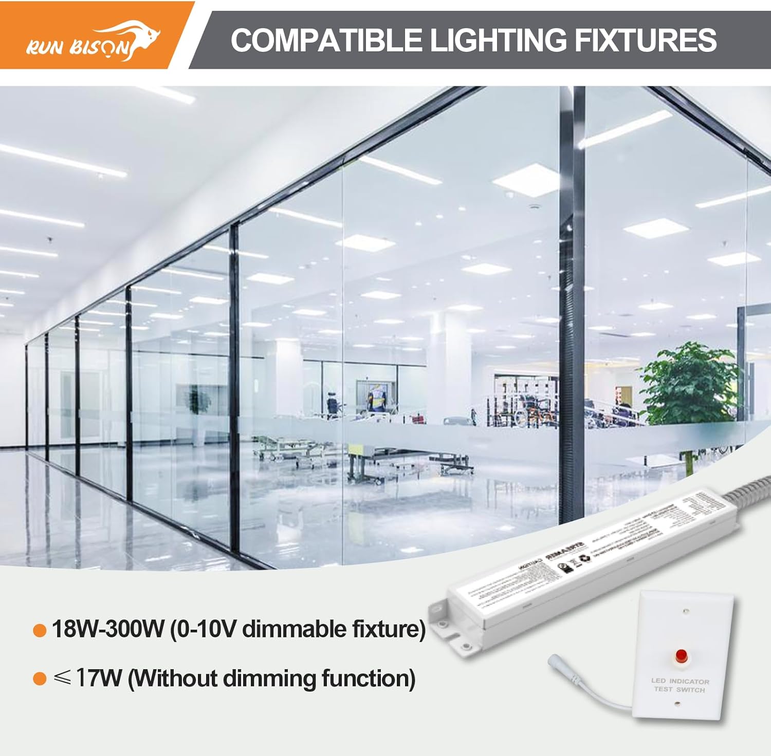 Examples of compatible lighting fixtures for the emergency driver