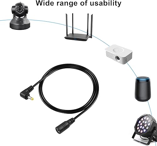 Miniatura 3 de GINTOOYUN DC4017 Cable de extensión de alimentación 22AWG DC 0.157 in x 0.067 in ángulo recto macho a hembra Cable adaptador de corriente para PSP,